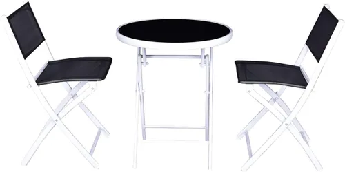 Miniatura 5 de Giantex Juego de mesa de bistró, juego de 3 piezas para patio, mesa y sillas plegables al aire libre, juego de comedor plegable para patio, juego