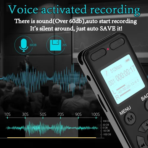 Miniatura 4 de Grabadora de voz digital de 136 GB, grabadora activada por voz para conferencias y reuniones - Aiworth 9860 horas de grabadora de audio de sonido