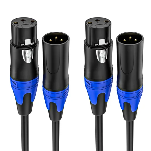 Miniatura 8 de Paquete de 2 cables XLR macho a hembra de 10 pies, cable de micrófono profesional equilibrado, cobre puro y blindaje dual, compatible