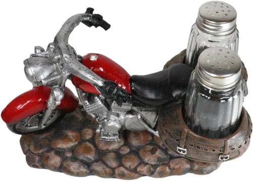 Miniatura 7 de Ebros Gift Old Retro Red Chopper - Figura decorativa de cristal para motocicleta y pimentero de cristal, 7.5 pulgadas de largo, escultura