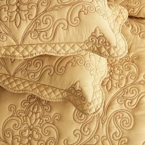 Miniatura 7 de CHIXIN Juego de colcha tamaño Queen – Funda de cama ligera – Hermosas costuras – Colcha reversible de 5 piezas – Patrón de cachemira de damasco