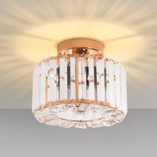 FRIDEKO HOME Lámpara de techo semiempotrada - Lámpara de techo moderna de cristal, lámpara de techo moderna, accesorios de luz dorada para porche,