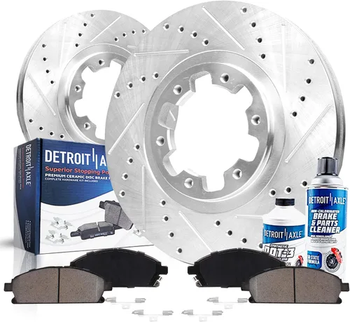 Detroit Axle - Kit de frenos delanteros para Nissan Pathfinder Infiniti QX4 1998-2004, frenos de disco perforados y ranurados, rotores de repuesto