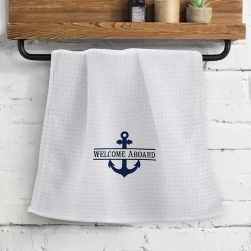 Miniatura 2 de OHSUL Toallas de playa altamente absorbentes con ancla de barco, toallas de cocina, toallas de baño, toallas de mano de anclaje azul marino