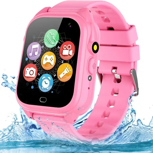 OVV Reloj inteligente impermeable para niños y niñas de 3 a 12 años de edad, sistemas de aprendizaje, juguetes con 26 juegos, pantalla táctil HD de