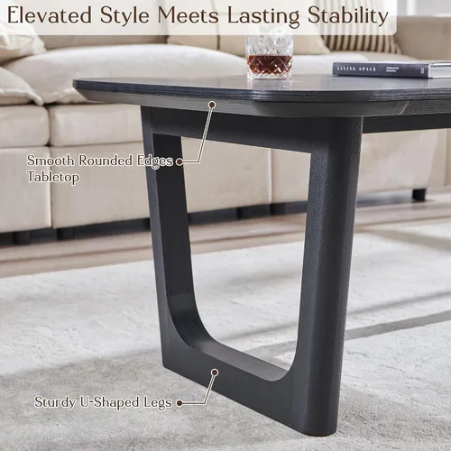 Miniatura 5 de ACCOHOHO Mesa auxiliar moderna de mediados de siglo para sala de estar, mesa auxiliar rectangular grande de madera de 51.2 pulgadas con patas