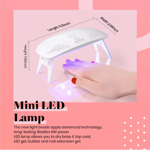 Miniatura 37 de Beetles - Kit de esmalte de uñas de gel rosa nude con lámpara de uñas LED UV, 6 piezas, kit de iniciación, gel base, capa superior, juego de esmalte