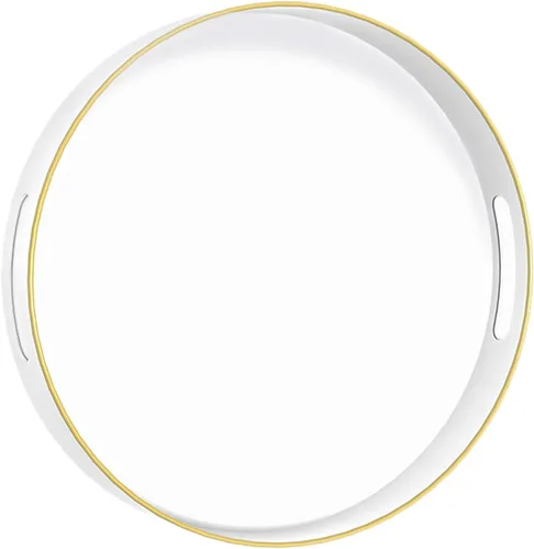 Miniatura 35 de MAONAME - Bandeja decorativa verde oscuro, bandeja de servir redonda de 13 pulgadas con asas, bandejas de plástico para mesa de café, bandejas