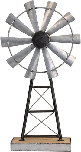 Encantador molino de viento galvanizado alto, decoración de molino de viento de metal para estante de granja y sala de estar, añadiendo un toque de