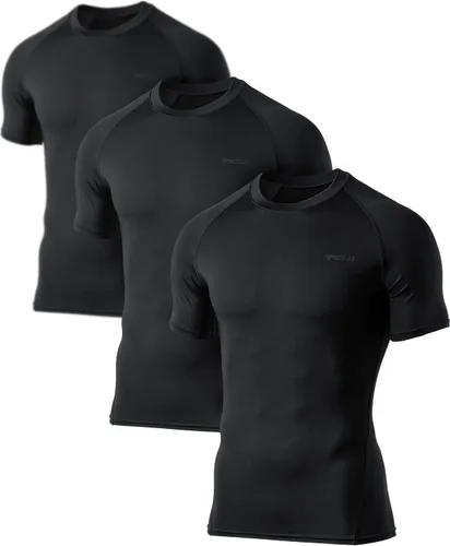 Miniatura 2 de TSLA - Paquetes de 1 o 3 camisetas de compresión para hombre, FPU 50+, de secado rápido, de manga corta, camiseta de entrenamiento atlético