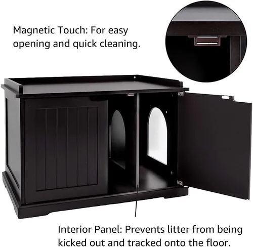 Miniatura 3 de unipaws Muebles Gabinete para Caja de Arena de Gatos, Baño para Gatos, Cubierta de Caja de Arena Oculta, Gabinete para Gato Grande, Cajas de Arena