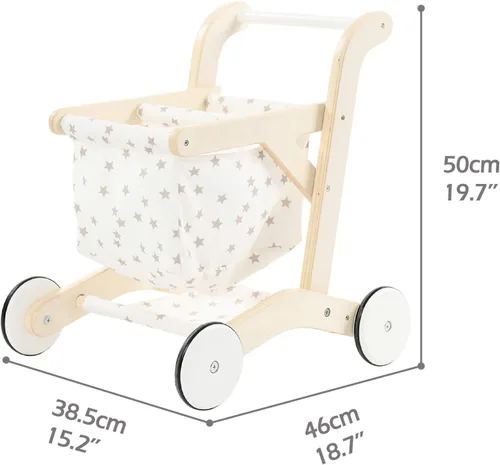 Miniatura 7 de labebe Cochecito de muñeca para bebé, juguete de empuje para niños pequeños, carrito de compras para niñas y niños de 1 año de edad, caminante