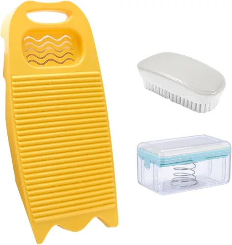 Miniatura 10 de Tabla de lavado, tabla de lavar para lavar a mano la ropa, tabla de limpieza de plástico para el hogar con soporte portátil (A-azul claro)
