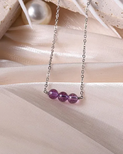 Miniatura 2 de Metzakka Sterling Silver Birthstone Choker Necklace, Handmade with 3 Dainty Real Healing Birthstone for Women Birthday Gifts