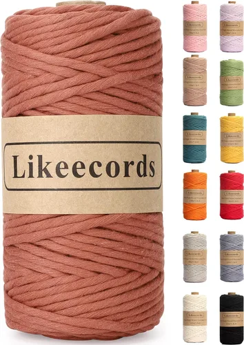 Miniatura 38 de Likeecords - Cuerda de macramé de 4 mm de un solo hilo, 80 m de cuerda de macramé colorida, cuerda de algodón para macramé, cuerda de algodón