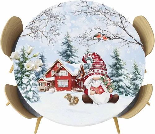 Miniatura 22 de Mantel redondo ajustable con flores silvestres botánicas, manteles elásticos impermeables para interiores y exteriores, mantel elástico para cena