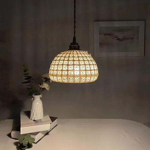 Miniatura 2 de Lámpara colgante retro de granja con pantalla de cerámica blanca, accesorios de iluminación de techo para cocina, isla, dormitorio, sala de estar