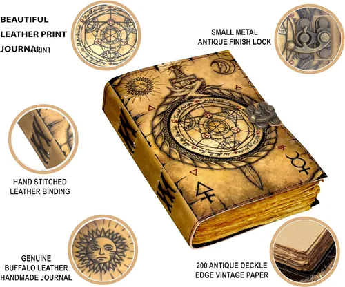 Miniatura 7 de Libro de hechizos en blanco de sombras, suministros de brujería, hechizo de bruja para hombres y mujeres, 200 páginas con cierre de cerradura, papel