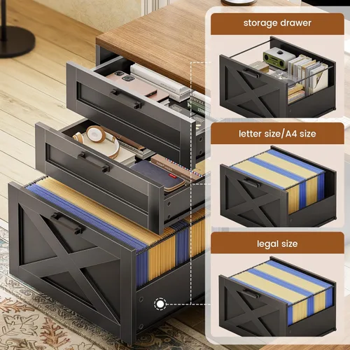Miniatura 3 de SEDETA - Escritorio de 67 pulgadas en forma de L con gabinete, escritorios de oficina en casa con cajones y puertas correderas, escritorio esquinero