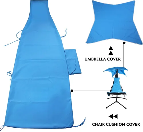 Miniatura 5 de MICTONY Funda de cojín de repuesto para silla de salón colgante para exteriores, tela suave impermeable (cojín no incluido), color azul