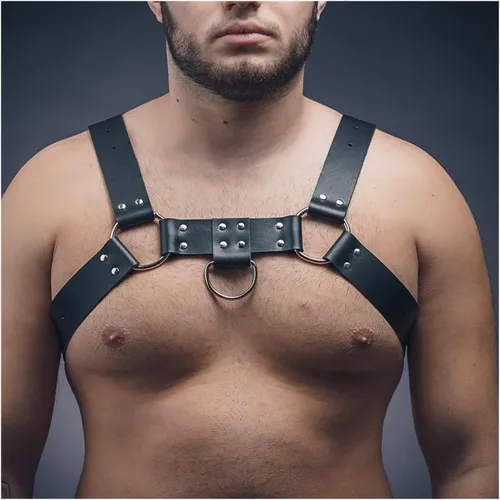 Miniatura 2 de IXOUP BDMS - Arnés de cuero genuino para hombre, ajustable, fetiche, arnés corporal sexy con hebillas y cinturones, disfraz de fiesta de Halloween