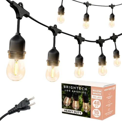 Miniatura 16 de Brightech Ambience Pro – Serie de luces LED impermeables para exteriores – colgantes, regulables, 2 W, bombillas vintage Edison – Luces de jardín