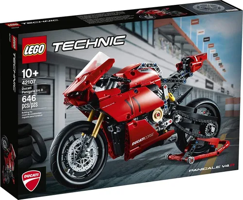 LEGO Technic Ducati Panigale V4 R Motorcycle 42107 Juego de construcción – Kit coleccionable de modelo de exhibición de superbike con caja de