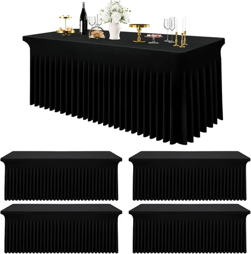 Miniatura 9 de Smiry Mantel de Spandex Paquete de 6, Mantel Elástico Ajustable Extensible para Mesas Rectangulares de 4 Pies, Cubierta de Mesa Impermeable Lavable