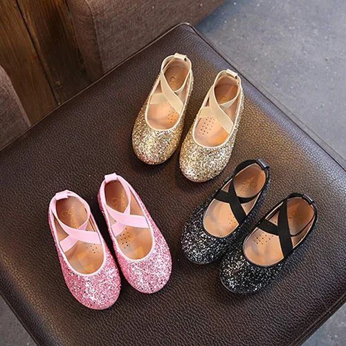 Miniatura 7 de YIBLBOX Zapatos planos de ballet con purpurina para niña, bailarina, Mary Jane, princesa, vestido de boda, zapatos de vestir brillantes