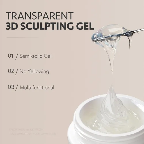 Miniatura 3 de GAOY Gel de escultura 3D para arte de uñas, gel de modelado semisólido para frotar polvo de uñas cromado, pegar diamantes de imitación y pintura,
