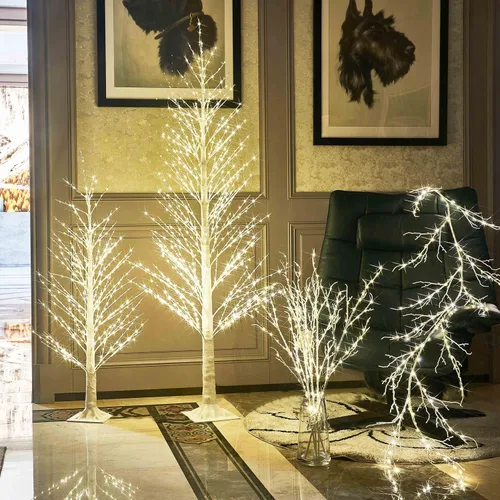 Miniatura 4 de Hairui Árbol de rama blanca alpina iluminada con luces de hadas de 6 pies y 810 LED para decoración de interiores, exteriores, hogar y Navidad