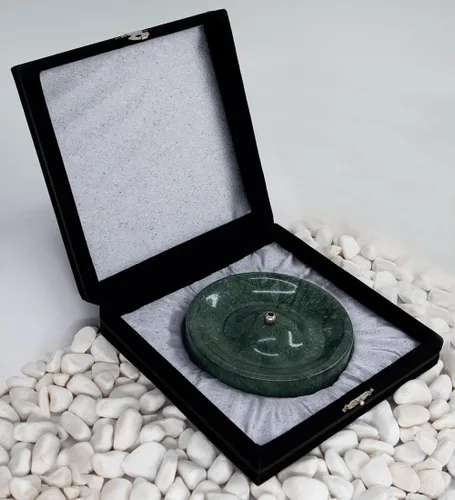 Miniatura 4 de Sermo Quemador de incienso redondo de mármol (esmeralda, verde)