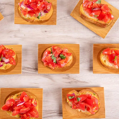 Miniatura 6 de Restaurantware -Vajilla de bambú desechable de 3 pulgadas, 100 platos rectangulares de bambú - Sangría redonda de primera calidad, platos de bambú