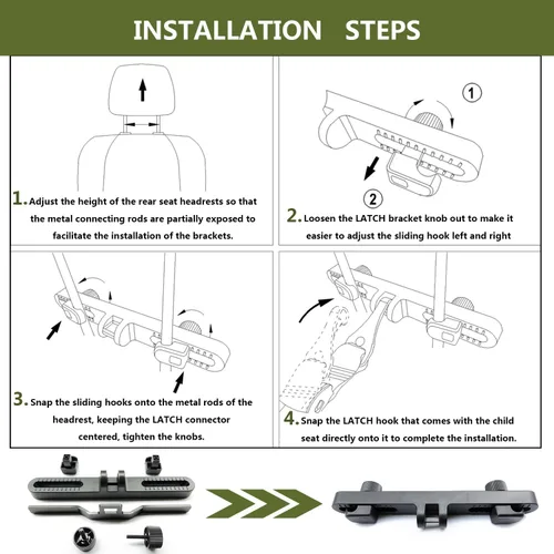 Miniatura 5 de Soporte Universal para Reposacabezas de Coche, Montaje ISOFIX, Pestillo, Kit de Anclaje para Asiento Infantil, Soporte para Reposacabezas