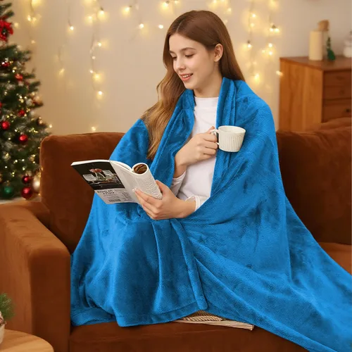 Miniatura 30 de Manta Eléctrica Térmica de Franela y Sherpa 50"x60" Tamaño Throw - 4 Niveles de Calor, Apagado Automático 10H, Calentamiento Rápido, Acogedora