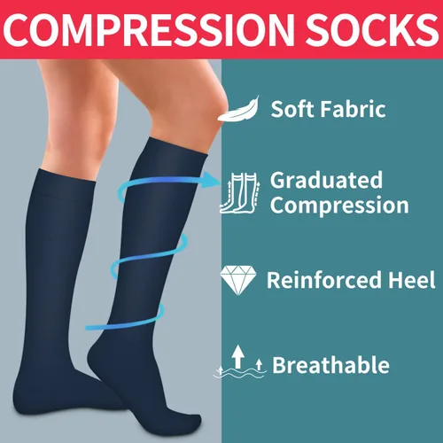 Miniatura 69 de Laite Hebe 4 pares de calcetines de compresión para mujeres y hombres, el mejor apoyo para enfermeras, correr, atletismo