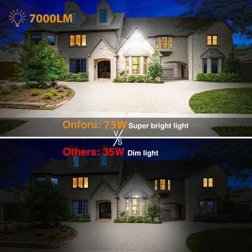 Miniatura 4 de Onforu Paquete de 2 luces de inundación de 75 W para exteriores, focos LED de 7000 lm controlados por interruptor, accesorio de iluminación exterior