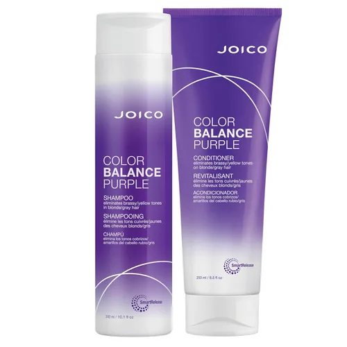 Joico Color Balance - Juego de champú y acondicionador morado, elimina los tonos cobrizos y amarillos, para cabello rubio o gris frío