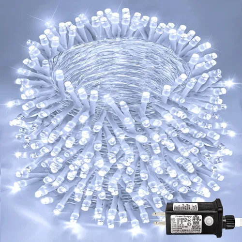 Miniatura 26 de Guirnalda de 120 luces LED rojas impermeables para exteriores, luces de Navidad rojas de 40 pies, 8 modos, cable transparente, guirnalda de luces
