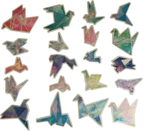 Miniatura 3 de Calcomanías de papel de fantasía Kawaii con grúas doradas, autoadhesivas, paquete de calcomanías decorativas para álbumes de recortes, diario