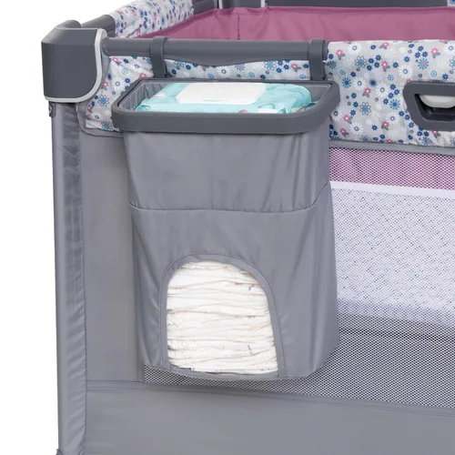 Miniatura 5 de Baby Trend Centro de Guardería con Cuna con Balanceo, Cápsula de Sueño, Cambiador con Volteado, Rosa Daisy