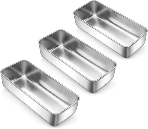 Miniatura 23 de LIANYU Paquete de 4 mini moldes para hornear pan, 6.3 x 3.5 pulgadas, molde pequeño de acero inoxidable para pan casero, molde de hojalata