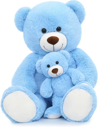Miniatura 12 de Muiteiur Paquete de 2 osos de peluche a granel, juego de oso de peluche de 13.8 pulgadas con rosa rosa y lazo, sin boca, animales de peluche suaves