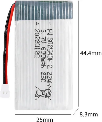 Miniatura 3 de 2 unids 3.7 V 600 mAh 25C 802540 batería recargable Lipo con cargador USB para Syma X5C X5SW Hengqi 905 Cheerson CX-30 Quadcopter RC Drone piezas