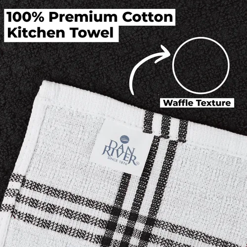 Miniatura 9 de DAN RIVER Paquete de 6 toallas de cocina de alta calidad, 100% algodón (16 x 26 pulgadas), súper suaves, altamente absorbentes, de secado rápido