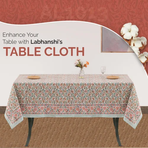 Miniatura 3 de Labhanshi Mantel redondo de 60 pulgadas con estampado de bloques de mano indio, de 60 pulgadas, 4 plazas y rectangular, 60 x 90 pulgadas