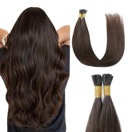 Miniatura 37 de Sunya Extensiones de cabello humano con punta en I Tip, 1.76 oz, 50 mechones por paquete, extensiones de cabello con queratina previamente unidas