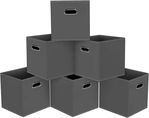 Miniatura 11 de Cubos de Almacenamiento Plegables Negros, Cajas de Almacenamiento de Tela, Organizadores de Cubos con Asas Duales para Organizador del Hogar, Juego