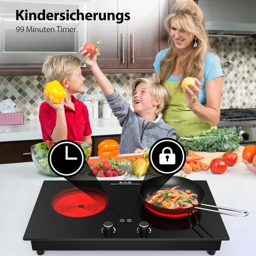 Miniatura 7 de VBGK Cocina eléctrica, estufa eléctrica de 2400 W, encimera y placa caliente integrada con bloqueo de seguridad para niños, temporizador, control