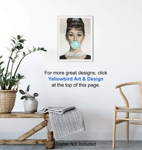 Miniatura 6 de Audrey Hepburn - Arte de pared de Audrey Hepburn azul, Holly Golightly, arte de pared glamoroso, póster de película vintage, regalo para mujeres